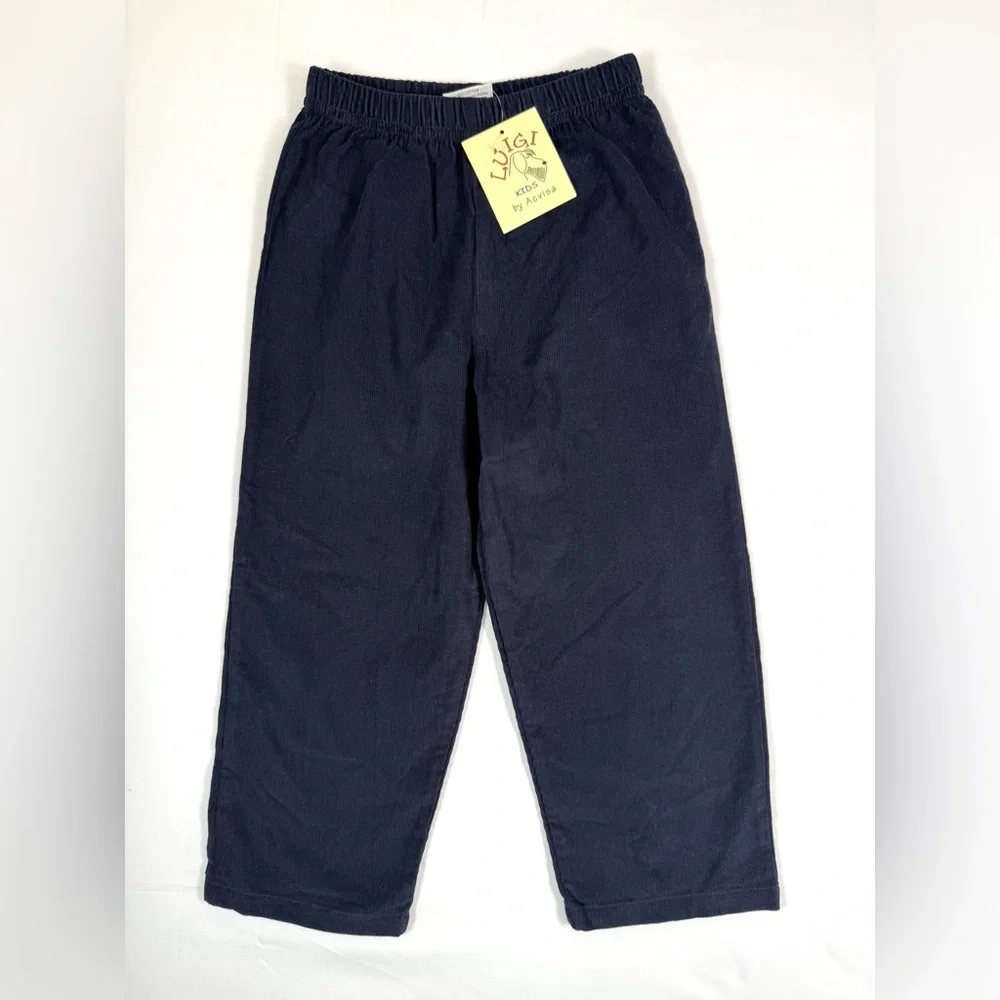 NWT‎ LUIGI Kids Unisex Corduroy Pants Size 4T Black Elastic Waist Classic NEW